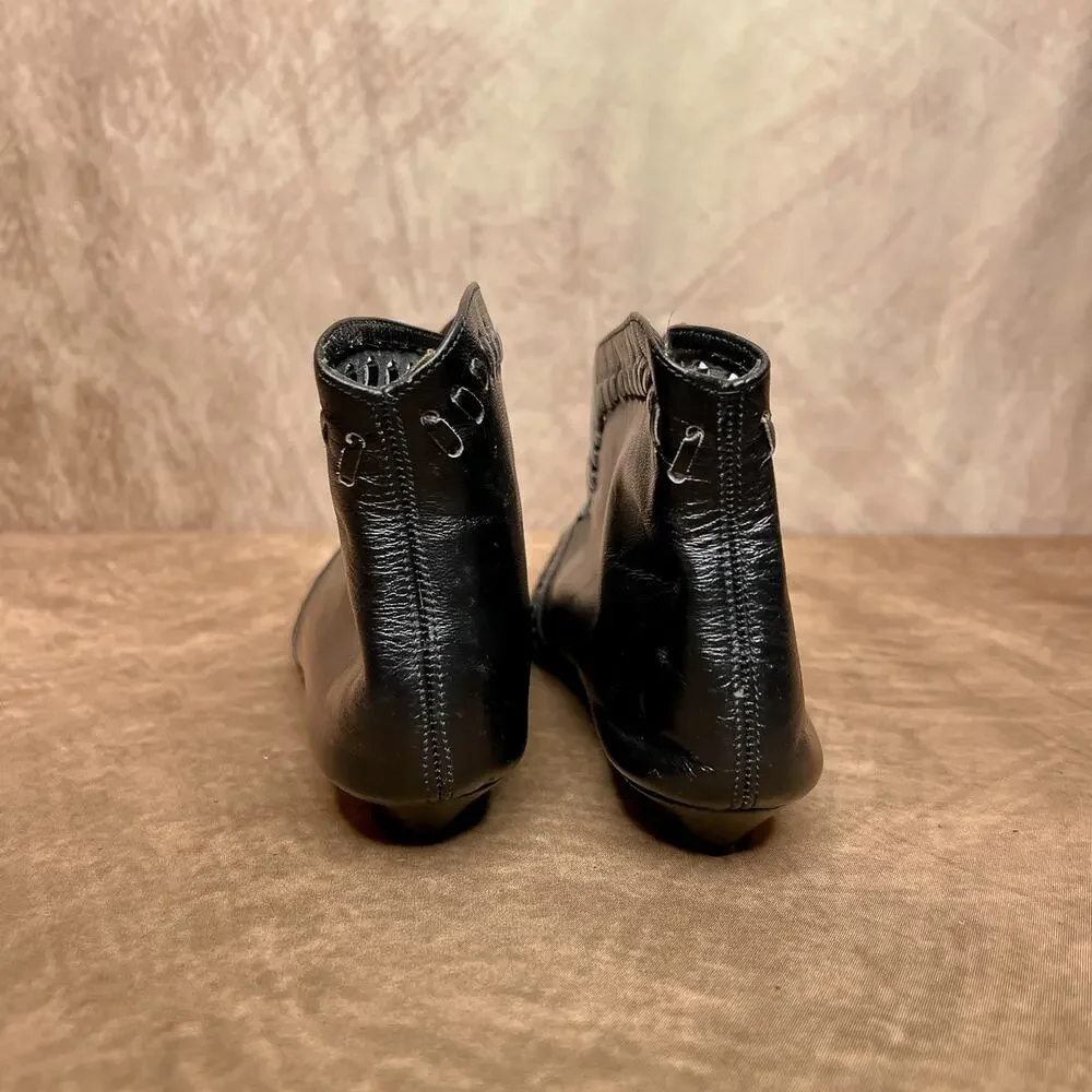 Vintage 60s Joanna Black Whip Stitch Style Western Victorian Ankle Boots - Picture 3 of 12